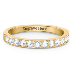 Classic Half Eternity Ring in 10K Solid Yellow Gold with Aquamarine