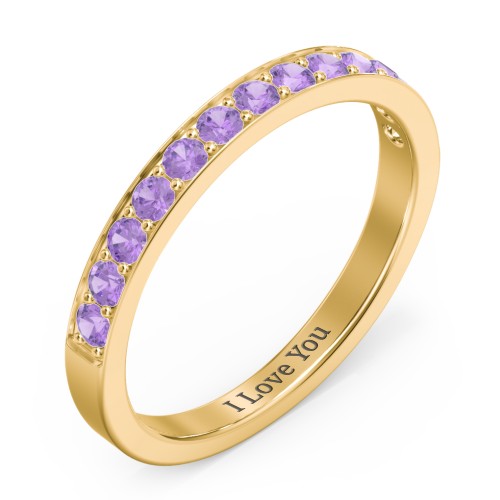 Classic Half Eternity Ring – 10K Yellow Gold with Amethyst