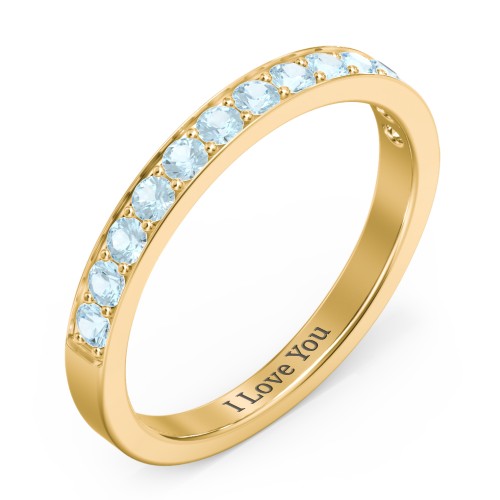 Classic Half Eternity Ring – 10K Yellow Gold with Blue Topaz
