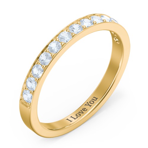 Classic Half Eternity Ring – 10K Yellow Gold with Aquamarine