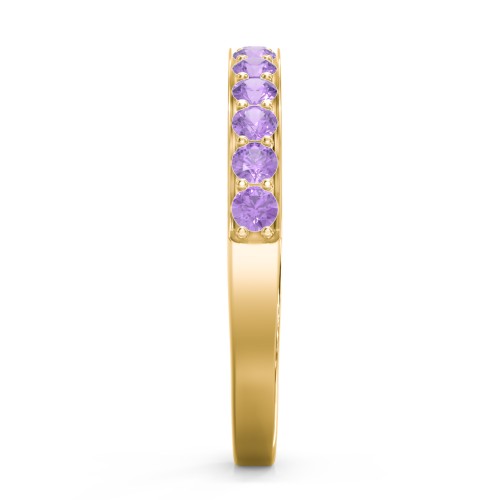 Classic Half Eternity Ring – 10K Yellow Gold with Amethyst