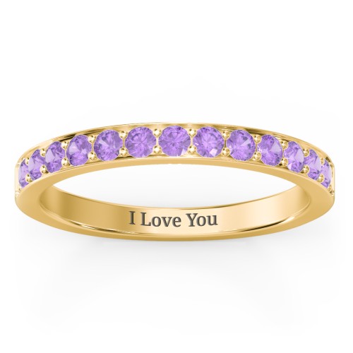 Classic Half Eternity Ring – 10K Yellow Gold with Amethyst