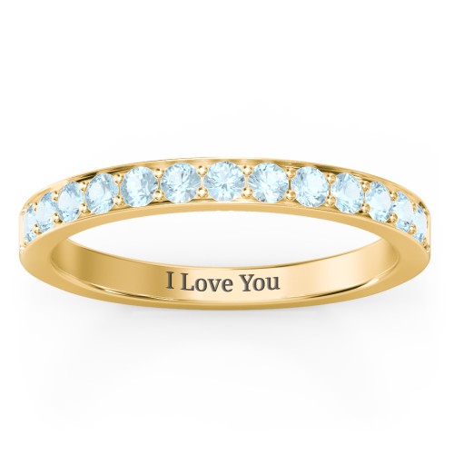 Classic Half Eternity Ring – 10K Yellow Gold with Blue Topaz