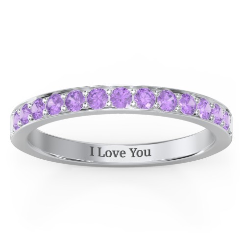 Classic Half Eternity Ring – Sterling Silver with Amethyst