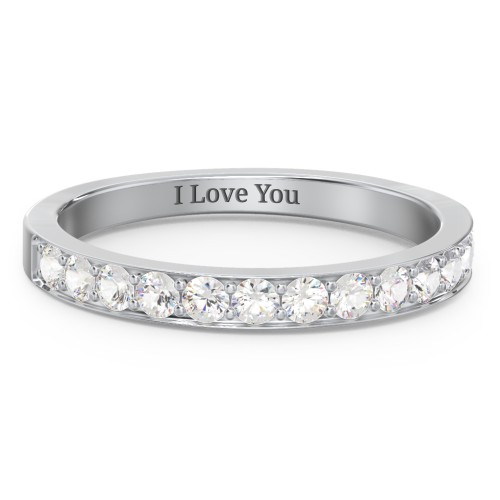 Classic Half Eternity Ring – 10K White Gold with Cubic Zirconia