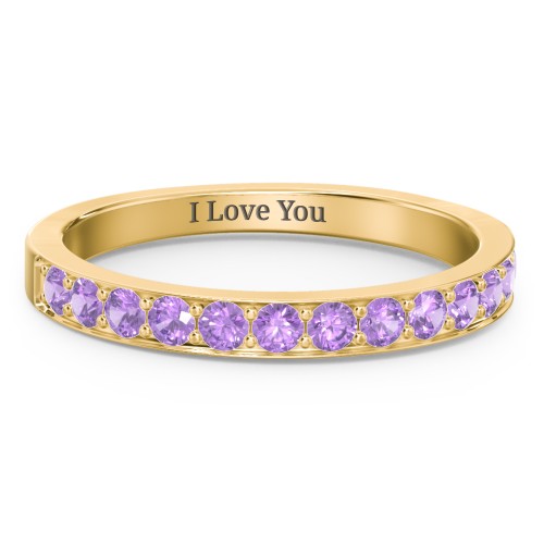 Classic Half Eternity Ring – 10K Yellow Gold with Amethyst