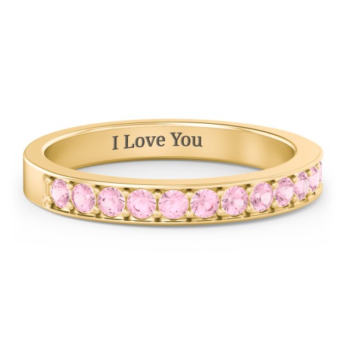 Classic Half Eternity Ring – 10K Yellow Gold with Pink Tourmaline