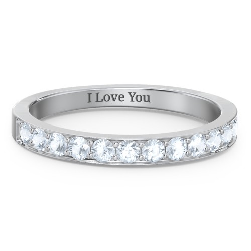 Classic Half Eternity Ring – Sterling Silver with Aquamarine