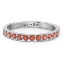 Classic Half Eternity Ring in 925 Sterling Silver with Garnet