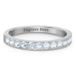Classic Half Eternity Ring in 925 Sterling Silver with Aquamarine