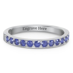 Classic Half Eternity Ring in 925 Sterling Silver with Blue Sapphire
