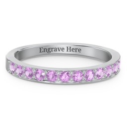 Classic Half Eternity Ring in 925 Sterling Silver with Amethyst