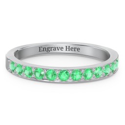 Classic Half Eternity Ring in 925 Sterling Silver with Emerald