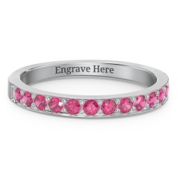 Classic Half Eternity Ring in 925 Sterling Silver with Ruby