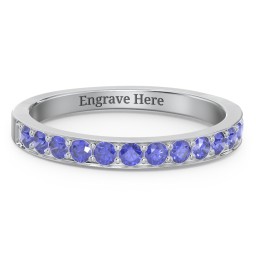 Classic Half Eternity Ring in 925 Sterling Silver with Blue Sapphire