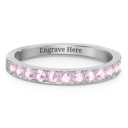 Classic Half Eternity Ring in 925 Sterling Silver with Pink Tourmaline