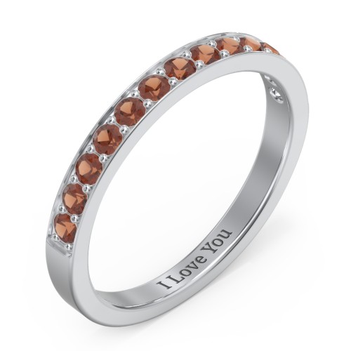 Classic Half Eternity Ring – Sterling Silver with Garnet