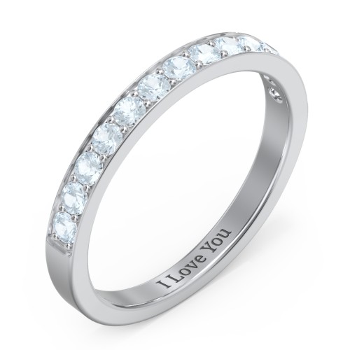 Classic Half Eternity Ring – Sterling Silver with Aquamarine