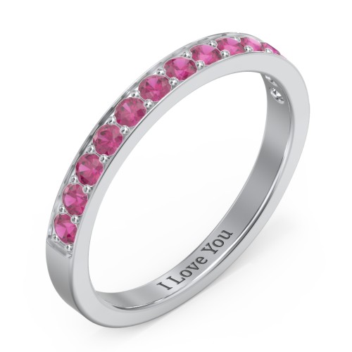 Classic Half Eternity Ring – Sterling Silver with Ruby