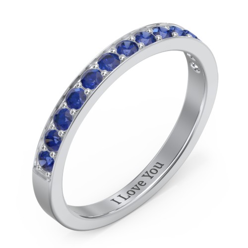 Classic Half Eternity Ring – Sterling Silver with Blue Sapphire