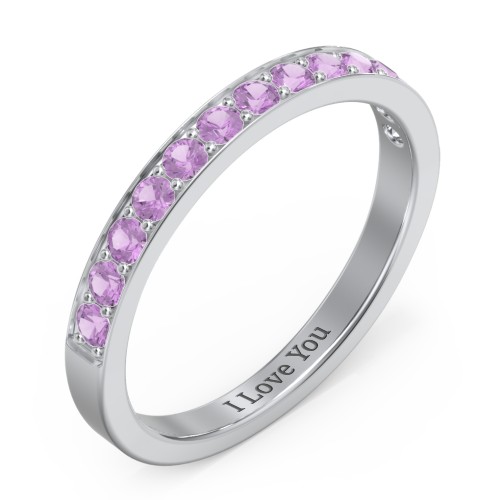 Classic Half Eternity Ring – Sterling Silver with Amethyst