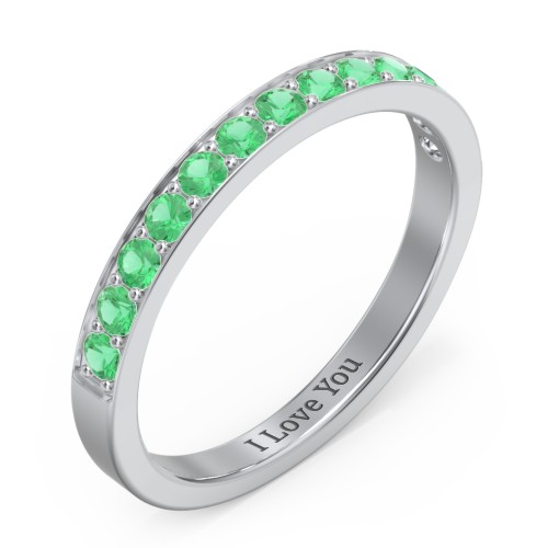 Classic Half Eternity Ring – Sterling Silver with Emerald