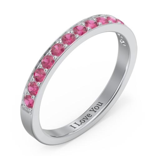 Classic Half Eternity Ring – Sterling Silver with Ruby
