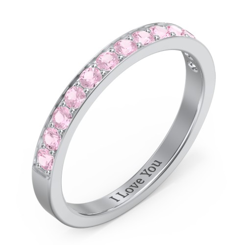 Classic Half Eternity Ring – Sterling Silver with Pink Tourmaline