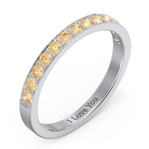 Classic Half Eternity Ring – Sterling Silver with Citrine