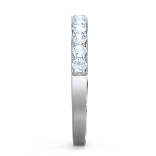 Classic Half Eternity Ring – Sterling Silver with Aquamarine