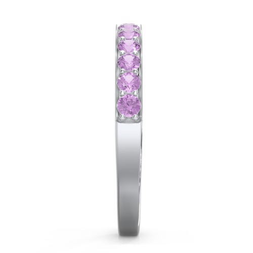 Classic Half Eternity Ring – Sterling Silver with Amethyst