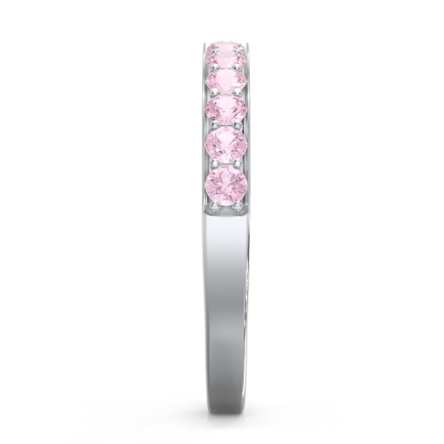 Classic Half Eternity Ring – Sterling Silver with Pink Tourmaline