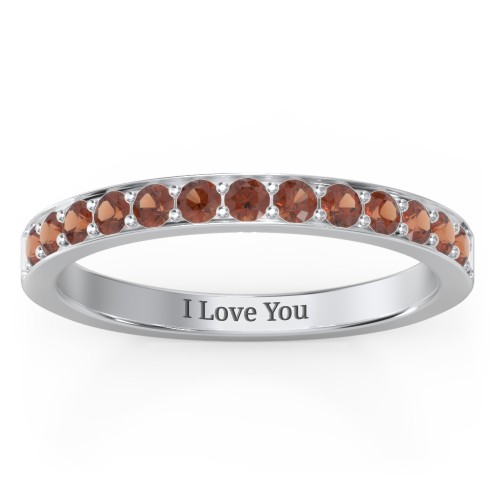 Classic Half Eternity Ring – Sterling Silver with Garnet