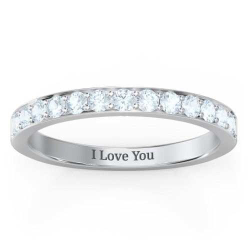 Classic Half Eternity Ring – Sterling Silver with Aquamarine
