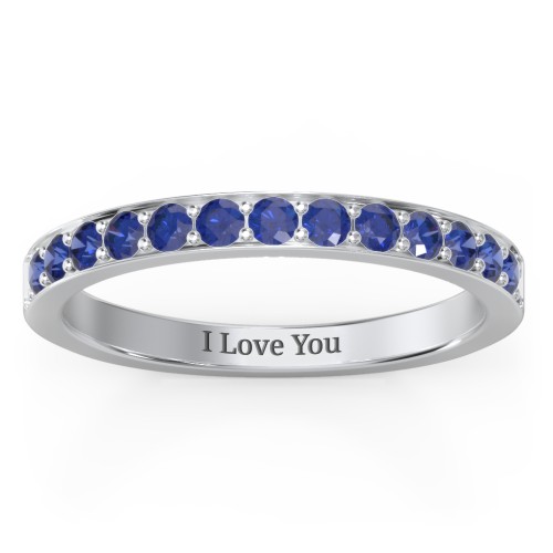 Classic Half Eternity Ring – Sterling Silver with Blue Sapphire
