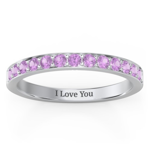 Classic Half Eternity Ring – Sterling Silver with Amethyst