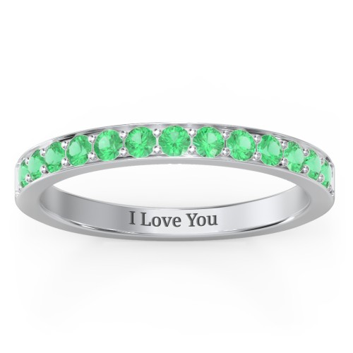 Classic Half Eternity Ring – Sterling Silver with Emerald