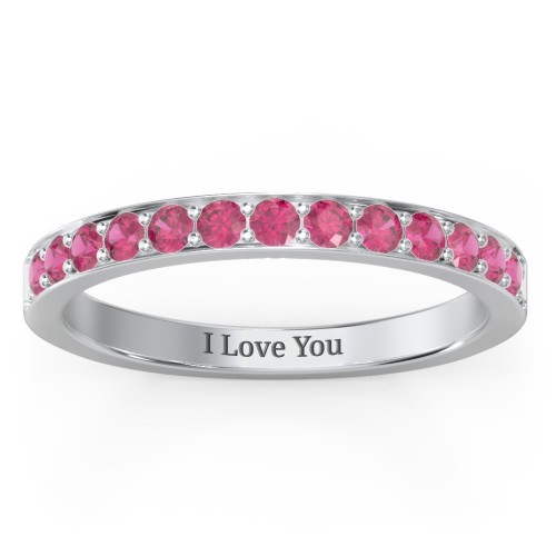 Classic Half Eternity Ring – Sterling Silver with Ruby