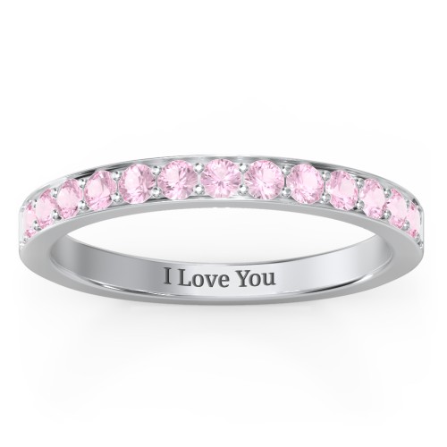 Classic Half Eternity Ring – Sterling Silver with Pink Tourmaline