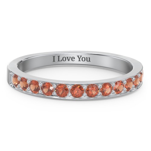 Classic Half Eternity Ring – Sterling Silver with Garnet