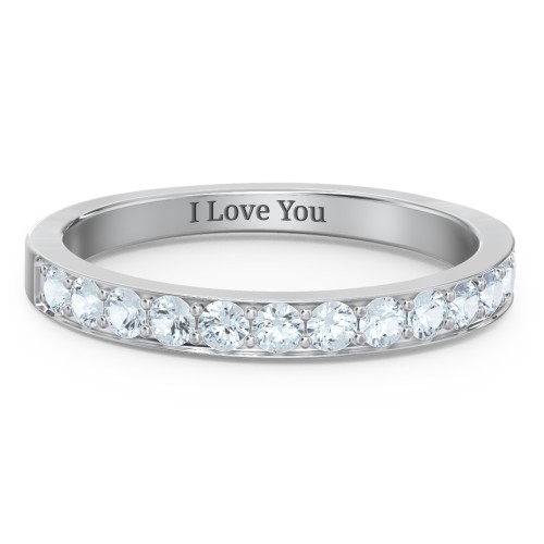 Classic Half Eternity Ring – Sterling Silver with Aquamarine
