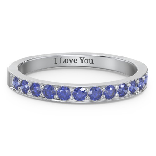 Classic Half Eternity Ring – Sterling Silver with Blue Sapphire