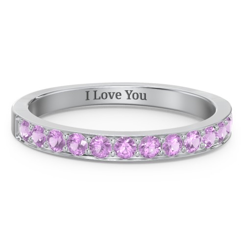 Classic Half Eternity Ring – Sterling Silver with Amethyst
