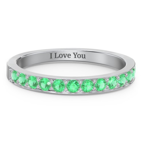 Classic Half Eternity Ring – Sterling Silver with Emerald