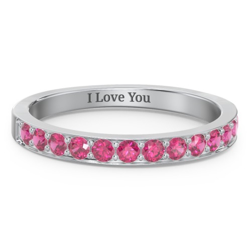 Classic Half Eternity Ring – Sterling Silver with Ruby