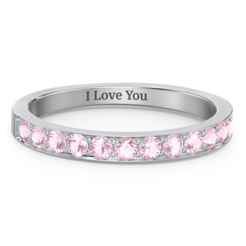 Classic Half Eternity Ring – Sterling Silver with Pink Tourmaline