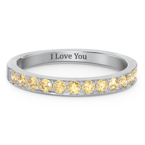 Classic Half Eternity Ring – Sterling Silver with Citrine