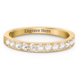 Classic Half Eternity Ring in 10K Solid Yellow Gold with Cubic Zirconia