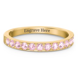 Classic Half Eternity Ring in 10K Solid Yellow Gold with Pink Tourmaline