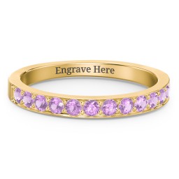 Classic Half Eternity Ring in 10K Solid Yellow Gold with Amethyst